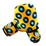 Blue Vinyl Record Pattern Print Boxing Gloves
