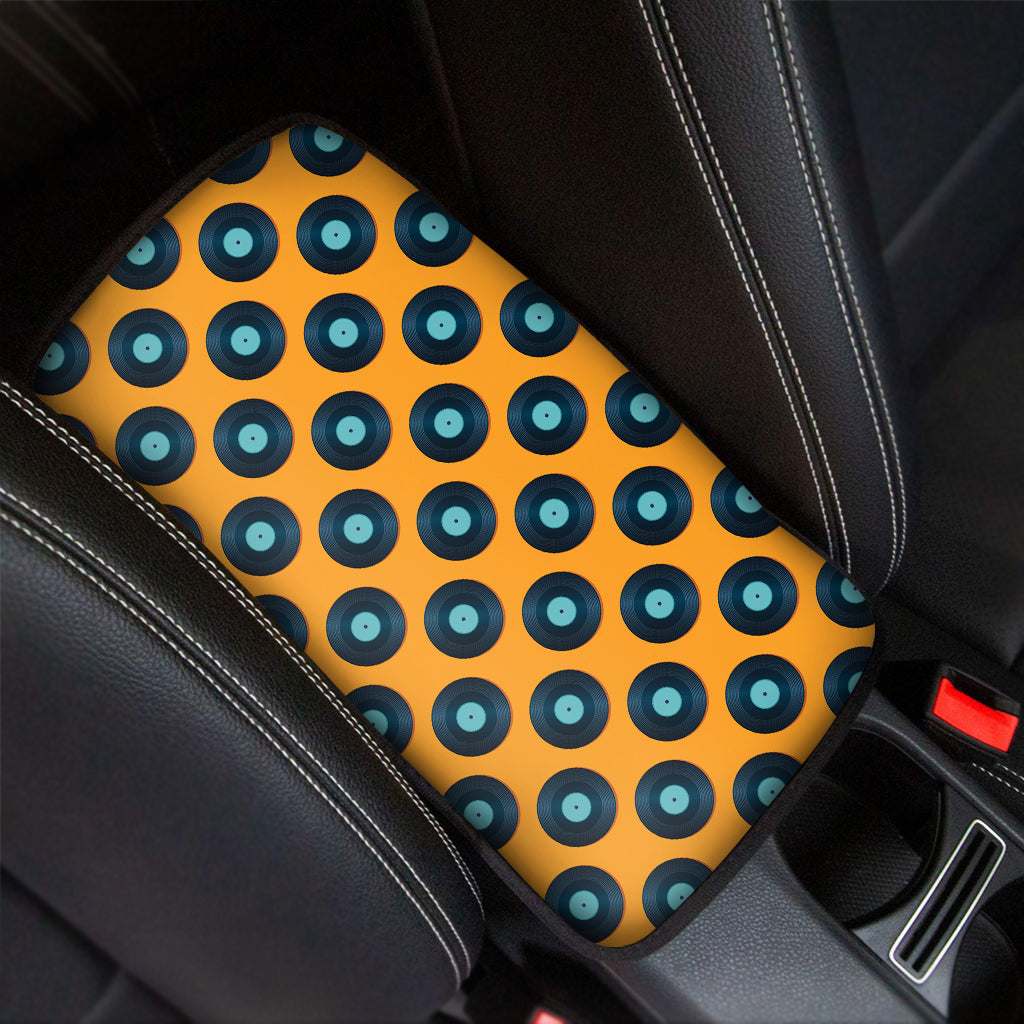 Blue Vinyl Record Pattern Print Car Center Console Cover