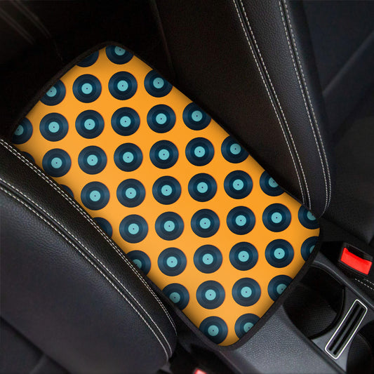 Blue Vinyl Record Pattern Print Car Center Console Cover
