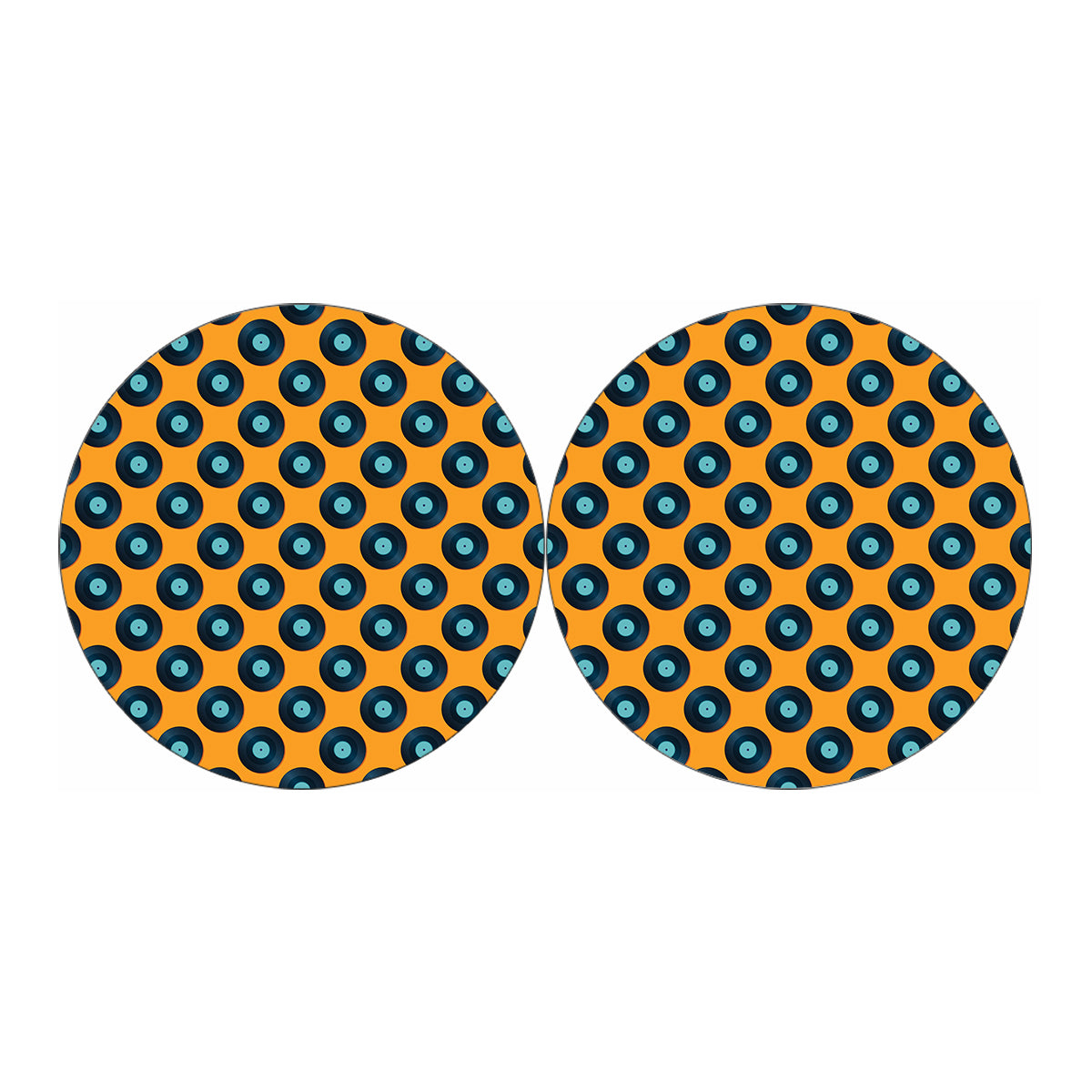 Blue Vinyl Record Pattern Print Car Coasters
