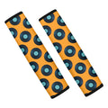 Blue Vinyl Record Pattern Print Car Seat Belt Covers