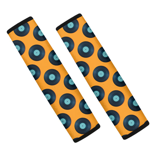 Blue Vinyl Record Pattern Print Car Seat Belt Covers
