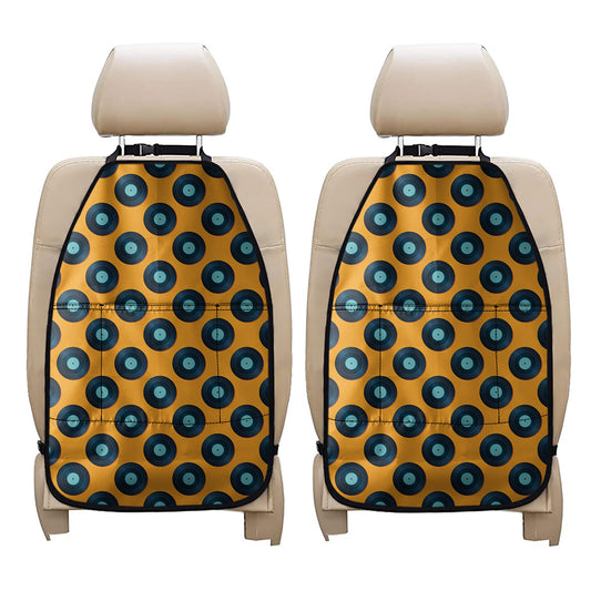 Blue Vinyl Record Pattern Print Car Seat Organizers
