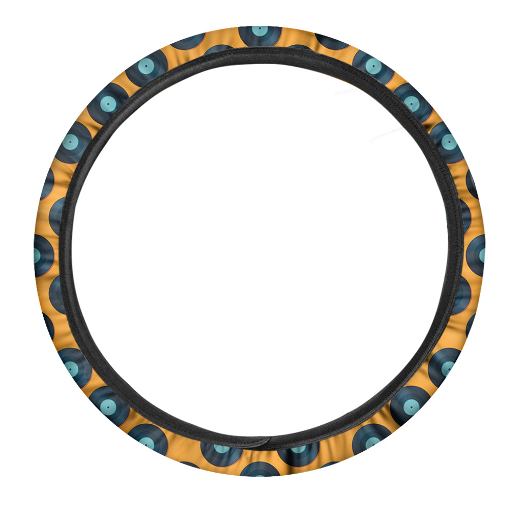 Blue Vinyl Record Pattern Print Car Steering Wheel Cover