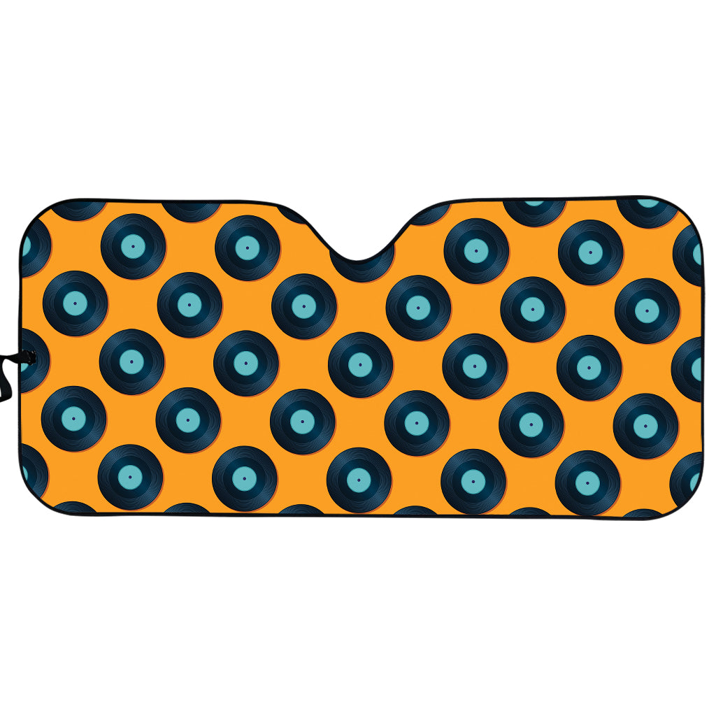 Blue Vinyl Record Pattern Print Car Sun Shade