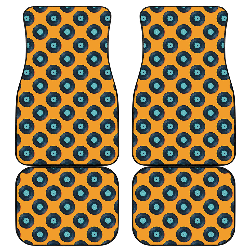 Blue Vinyl Record Pattern Print Front and Back Car Floor Mats