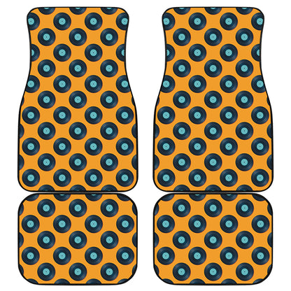 Blue Vinyl Record Pattern Print Front and Back Car Floor Mats