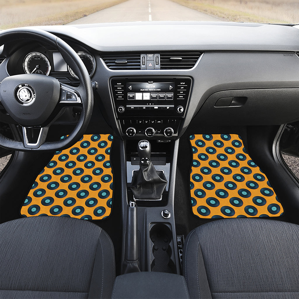 Blue Vinyl Record Pattern Print Front Car Floor Mats
