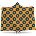 Blue Vinyl Record Pattern Print Hooded Blanket