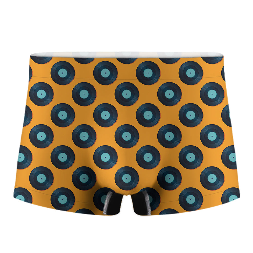 Blue Vinyl Record Pattern Print Men's Boxer Briefs