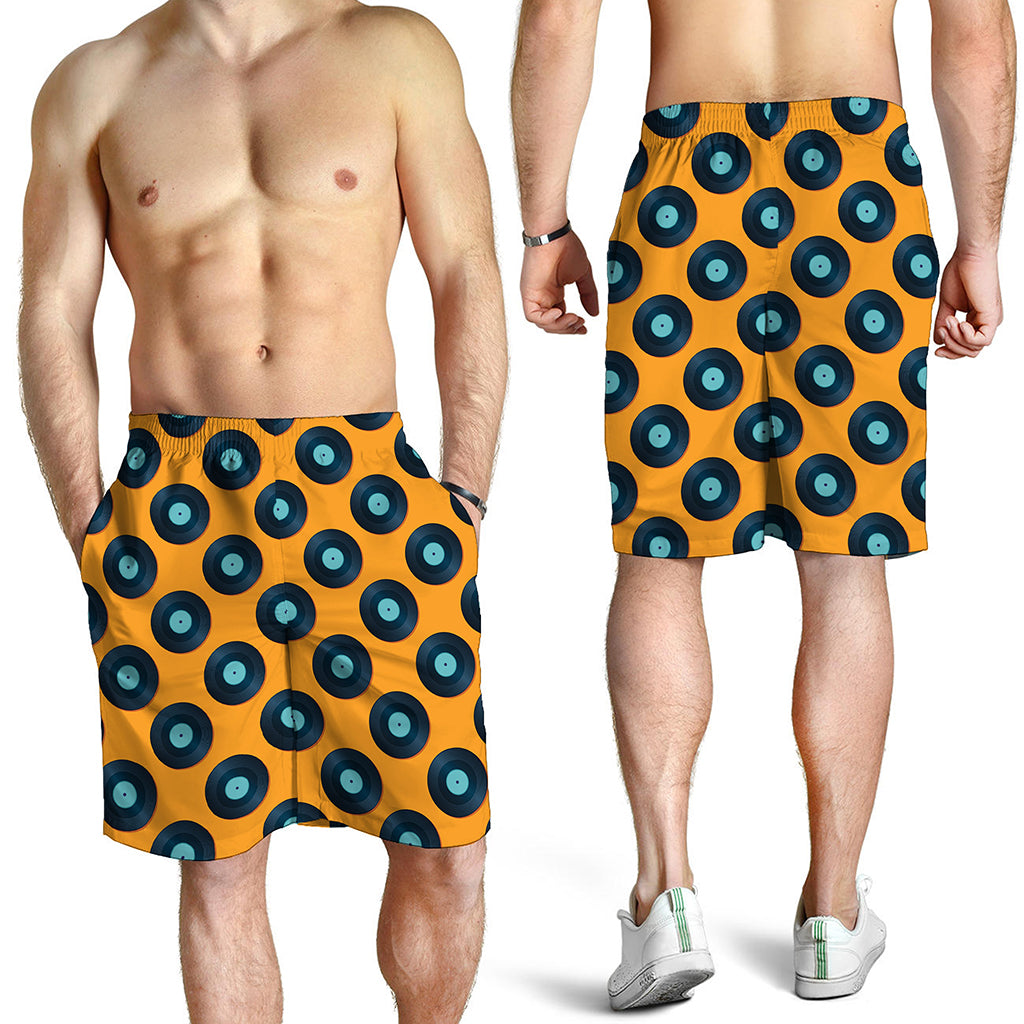 Blue Vinyl Record Pattern Print Men's Shorts