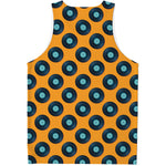 Blue Vinyl Record Pattern Print Men's Tank Top