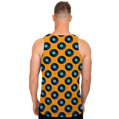 Blue Vinyl Record Pattern Print Men's Tank Top