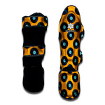 Blue Vinyl Record Pattern Print Muay Thai Shin Guard