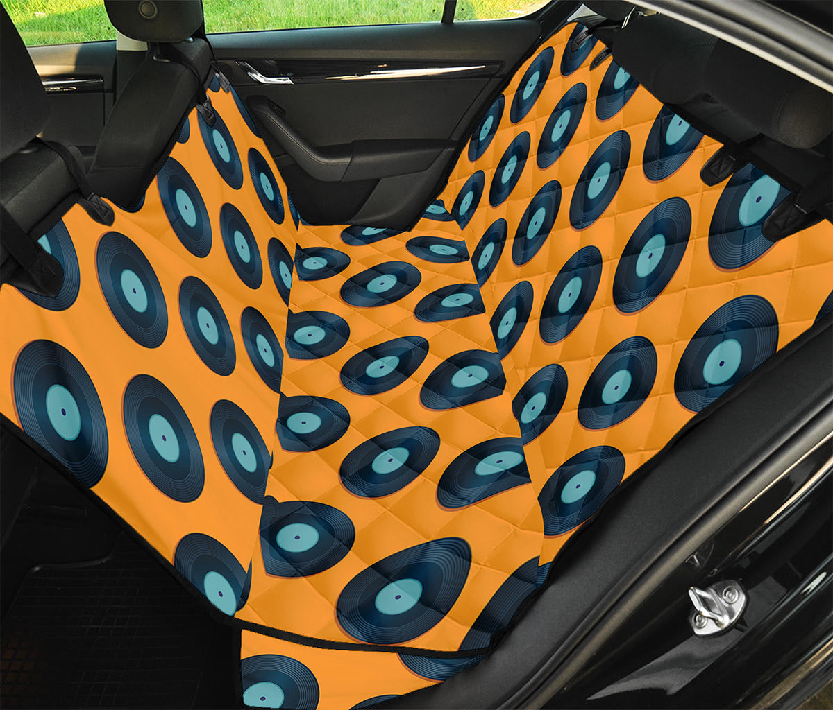 Blue Vinyl Record Pattern Print Pet Car Back Seat Cover