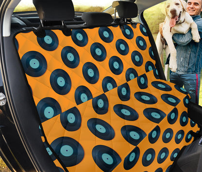 Blue Vinyl Record Pattern Print Pet Car Back Seat Cover
