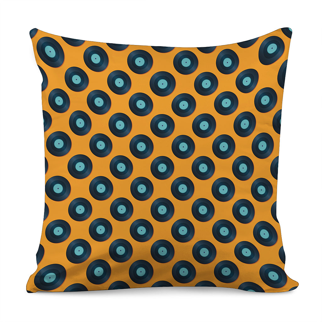 Blue Vinyl Record Pattern Print Pillow Cover