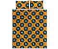 Blue Vinyl Record Pattern Print Quilt Bed Set