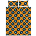 Blue Vinyl Record Pattern Print Quilt Bed Set
