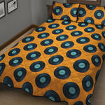 Blue Vinyl Record Pattern Print Quilt Bed Set