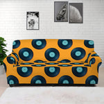 Blue Vinyl Record Pattern Print Sofa Cover