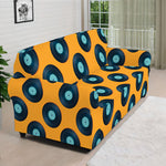 Blue Vinyl Record Pattern Print Sofa Cover