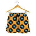 Blue Vinyl Record Pattern Print Women's Shorts