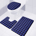 Navy Blue And Black Buffalo Check Print 3 Piece Bath Mat Set
