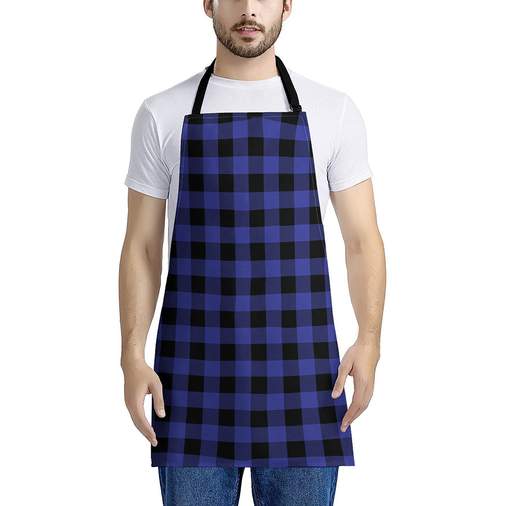 Blue Violet And Black Buffalo Check Print Apron