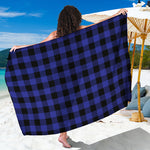 Blue Violet And Black Buffalo Check Print Beach Sarong Wrap