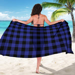 Blue Violet And Black Buffalo Check Print Beach Sarong Wrap