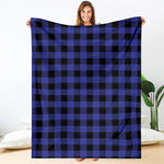 Blue Violet And Black Buffalo Check Print Blanket