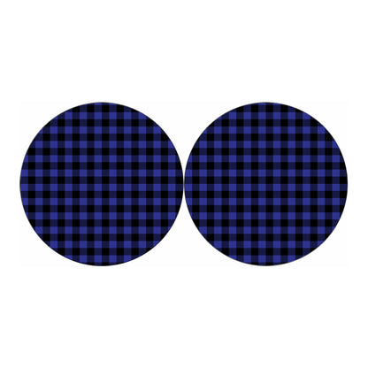 Blue Violet And Black Buffalo Check Print Car Coasters