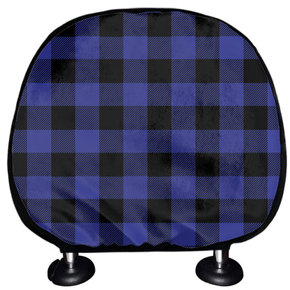 Blue Violet And Black Buffalo Check Print Car Headrest Covers