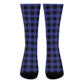 Navy Blue And Black Buffalo Check Print Crew Socks