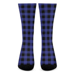 Blue Violet And Black Buffalo Check Print Crew Socks