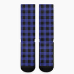 Blue Violet And Black Buffalo Check Print Crew Socks