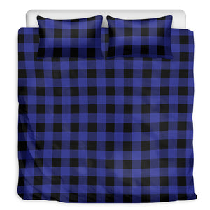 Blue Violet And Black Buffalo Check Print Duvet Cover Bedding Set