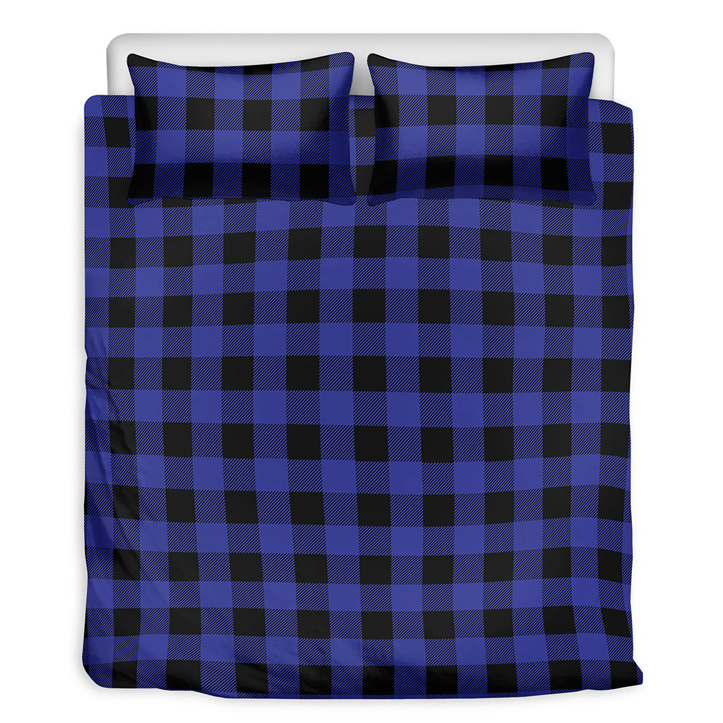 Blue Violet And Black Buffalo Check Print Duvet Cover Bedding Set