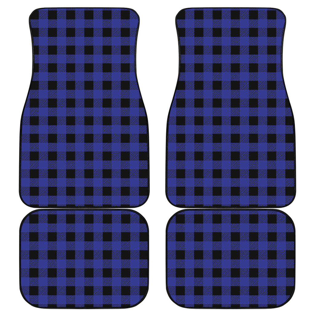 Blue Violet And Black Buffalo Check Print Front and Back Car Floor Mats
