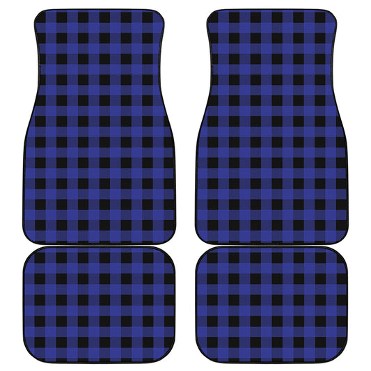 Blue Violet And Black Buffalo Check Print Front and Back Car Floor Mats