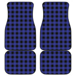 Blue Violet And Black Buffalo Check Print Front and Back Car Floor Mats