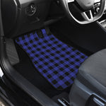 Blue Violet And Black Buffalo Check Print Front and Back Car Floor Mats
