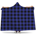 Navy Blue And Black Buffalo Check Print Hooded Blanket