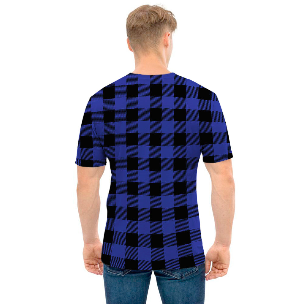 Blue Violet And Black Buffalo Check Print Men's T-Shirt