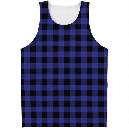 Blue Violet And Black Buffalo Check Print Men's Tank Top