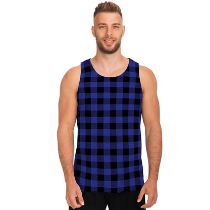Blue Violet And Black Buffalo Check Print Men's Tank Top
