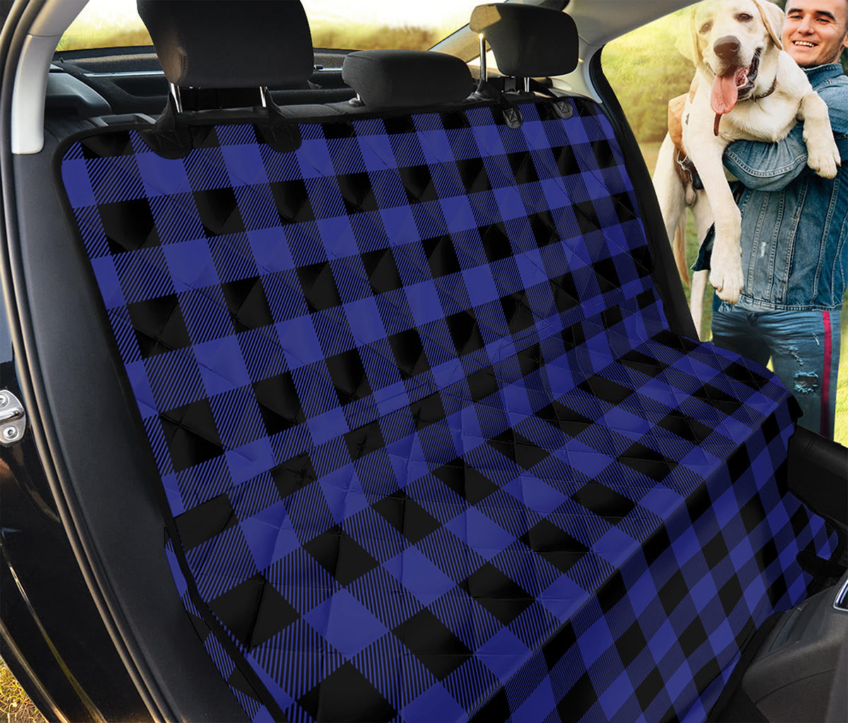 Blue Violet And Black Buffalo Check Print Pet Car Back Seat Cover