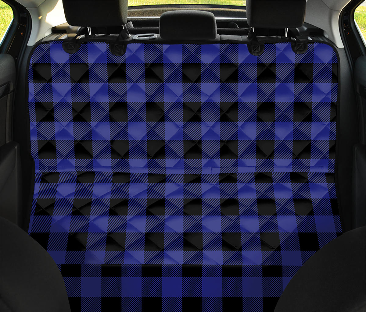 Blue Violet And Black Buffalo Check Print Pet Car Back Seat Cover