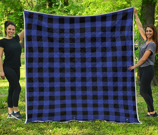 Blue Violet And Black Buffalo Check Print Quilt